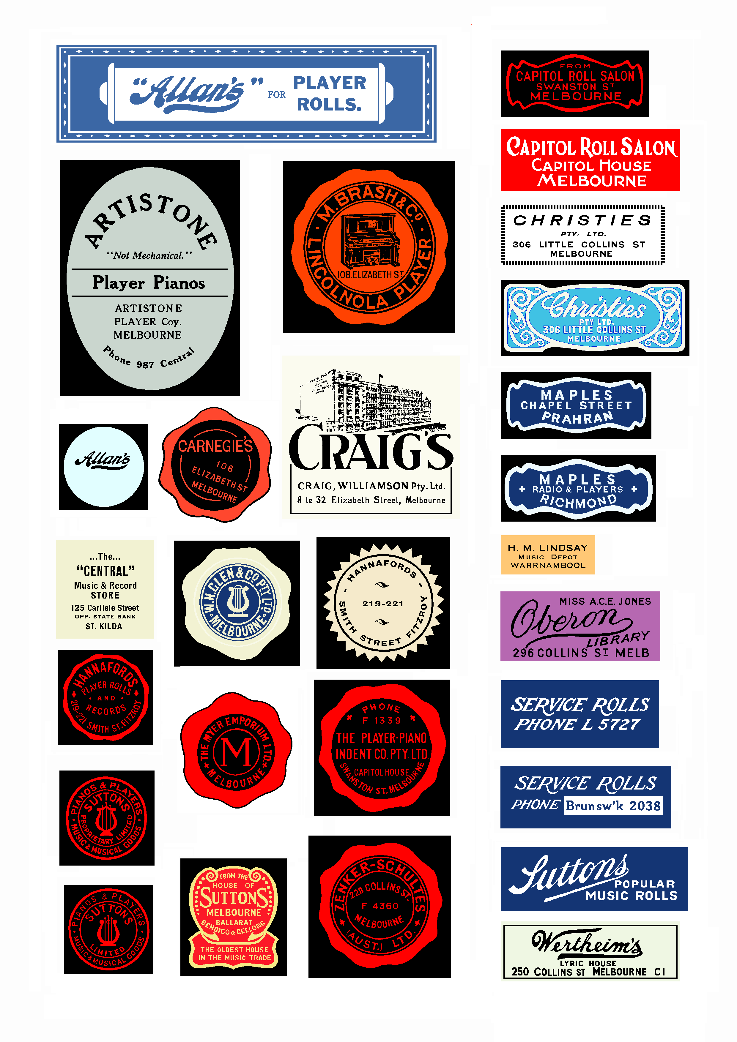 Piano Roll Dealers' Labels